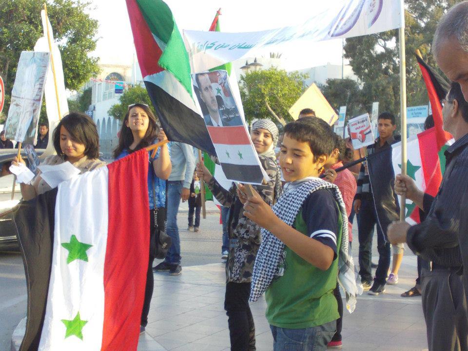 علم سوريا، بعينين خضراوين، في جزيرة الأحلام، جربة التونسية، 7 أيار 2013